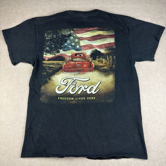 Delta Pro Weight Other - Ford Freedom Lives Here Black‎ Statement T-Shirt Men's Medium USA Flag Truck Tee
